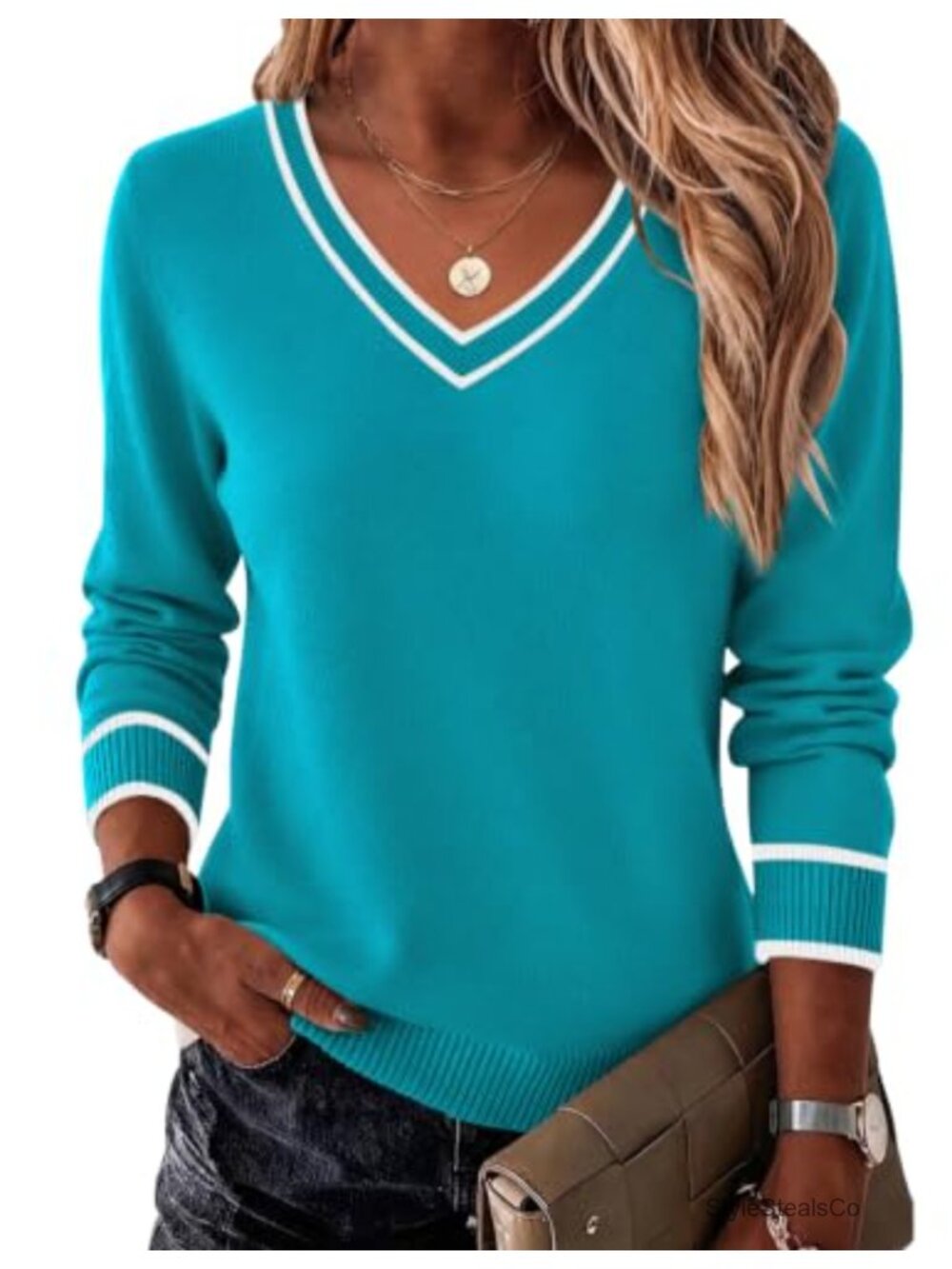 Zeagoo Womens 2026 Fall Long Sleeve V Neck Pullover Sweater Dressy Casual Knit